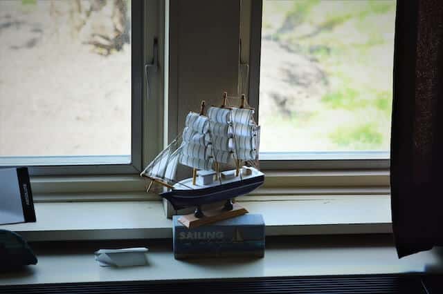 Boat in the window at the Maritime Law Office of Stewart Lee Karlin Law Group, PC